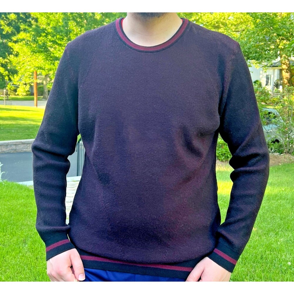 Vince Camuto Mens Long Sleeve Ribbed Cuff Tipped Crew Neck Pullover Sweater XXL
